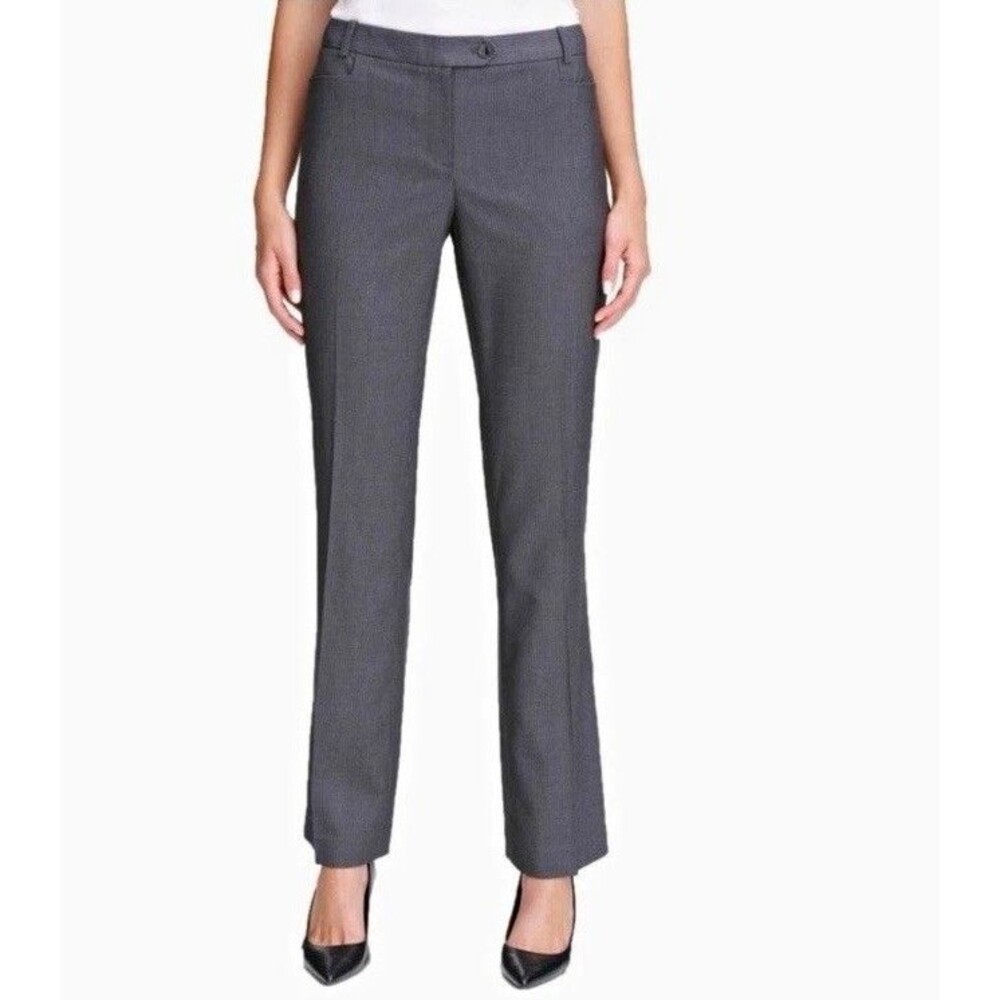 Calvin Klein Womens 4 Pinstripe Modern Fit Dress Pants Charcoal Gray Trousers